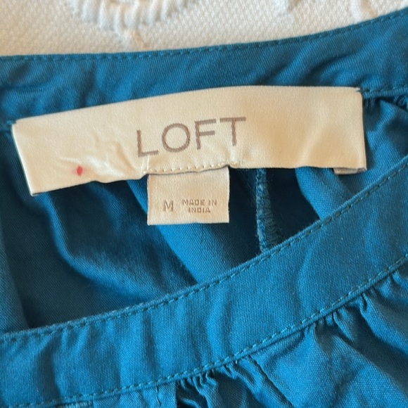 Loft Cutout Raglan Sleeve Teal Blouse Size Medium - Picture 4 of 7